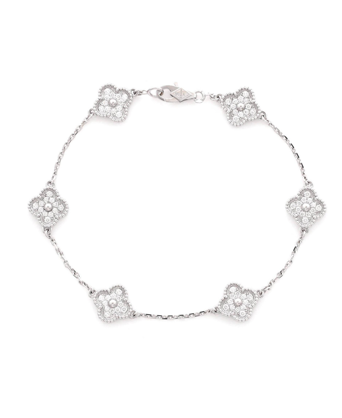 Pre-Owned Van Cleef and Arpels Sweet Alhambra 6 Motifs Bracelet - 18k white gold | Macy's