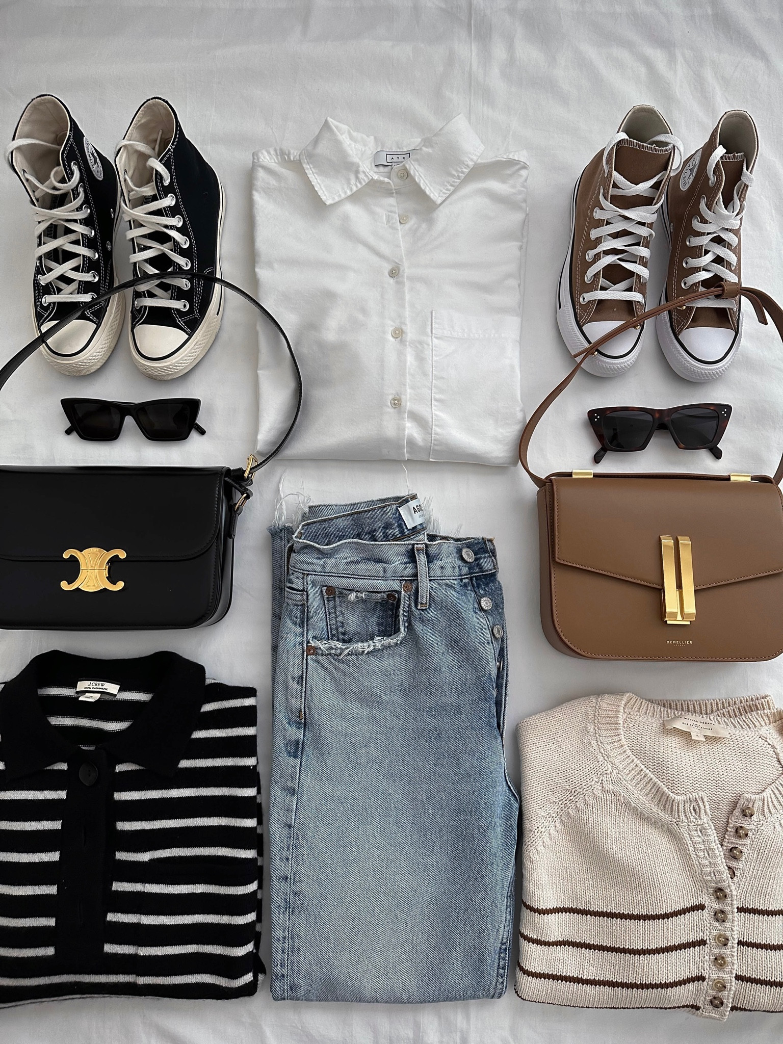 A very simple go-to outfit idea - jeans, button up, sweater over the shoulder, and converse  

#LTKitbag #LTKstyletip #LTKshoecrush