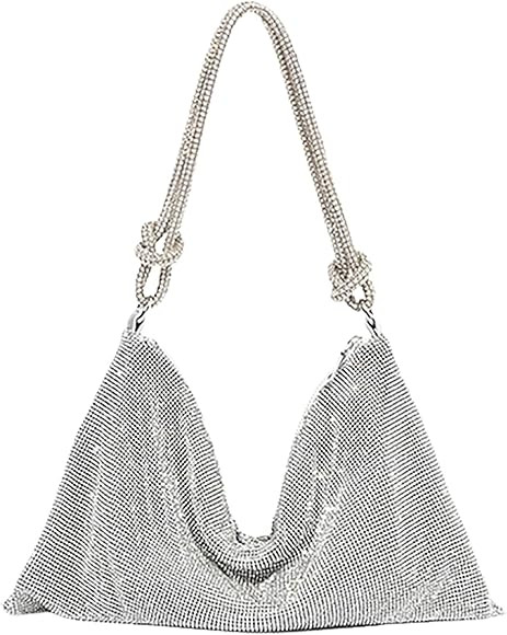 Rhinestone Hobo Bag for Women Chic Evening Handbag Shiny Purse for Travel Vacation 2022 | Amazon (US)