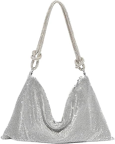 Rhinestone Hobo Bag for Women Chic Evening Handbag Shiny Purse for Travel Vacation 2022 | Amazon (US)