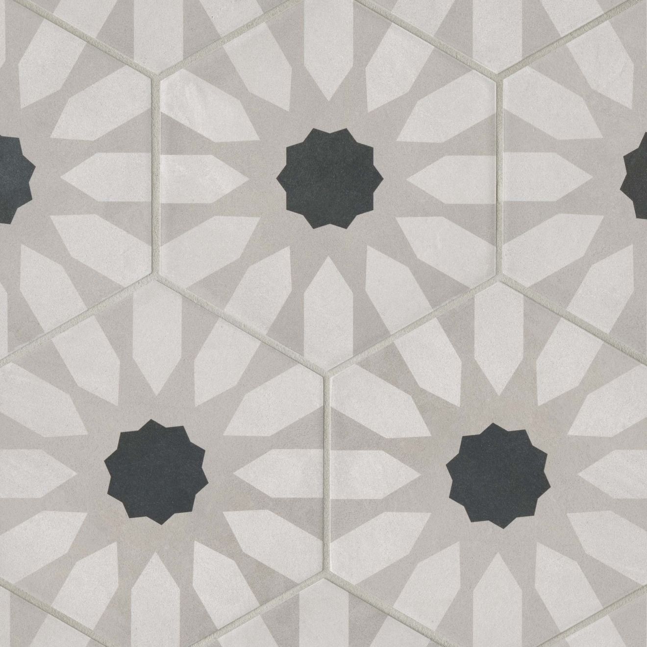 Allora 8.5" x 10" Matte Fiore Hexagon Deco Porcelain Tile | Bedrosians Tile & Stone