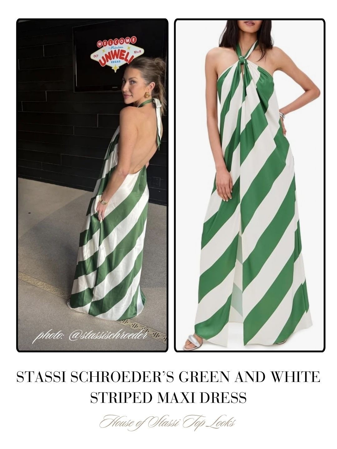 Stassi Schroeder’s Green and White Striped Maxi Dress 📸 = @stassischroeder