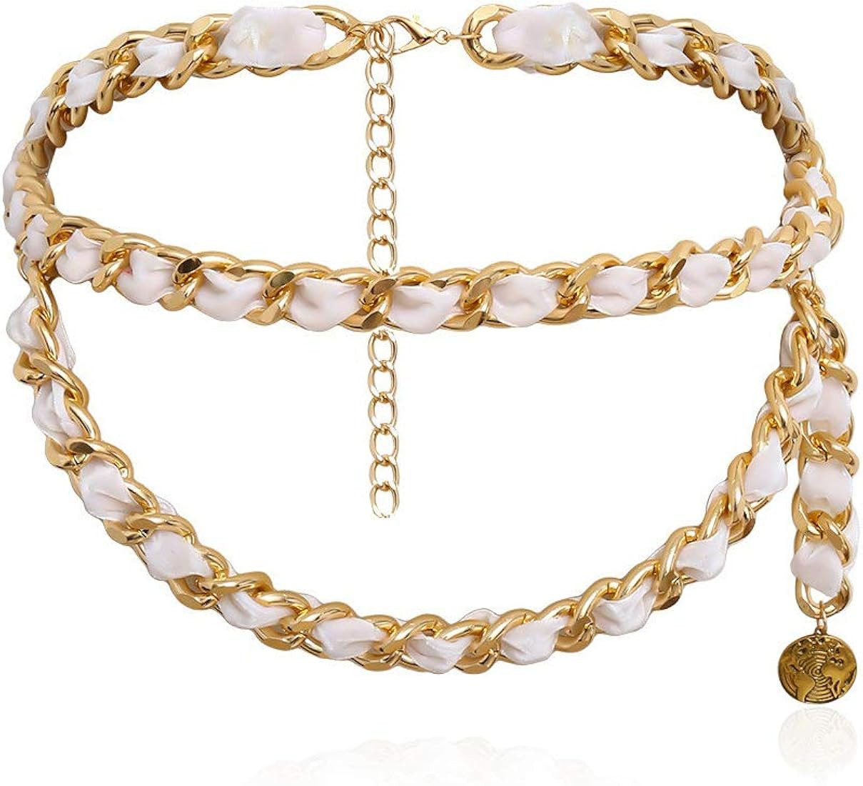 Mrotrida Women's Chain Belts Fashion Layered Flocking Cloth Belts for Dress Vest Jeans | Amazon (US)