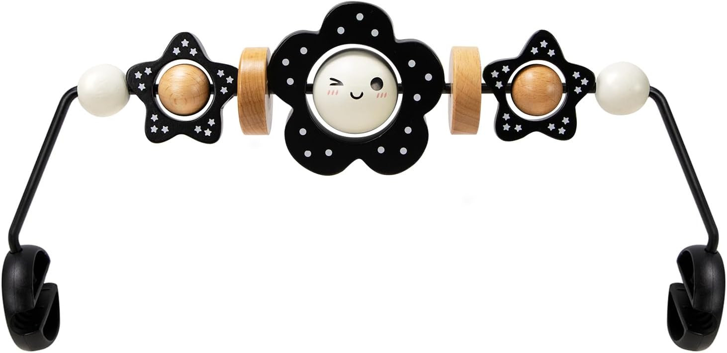 Baby Bouncer Toy Bar Wooden Compatible with Baby Bjorn Bouncers, Bouncer Toy Attachment Tight and Secure Fit, So Fun to Watch, Touch and Spin for Babies All Ages (Black and White Flower) | Amazon (US)