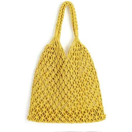 Handmade Straw Bag Travel Beach Fishing Net Handbag Shopping Woven Shoulder Bag for Women | Walmart (US)