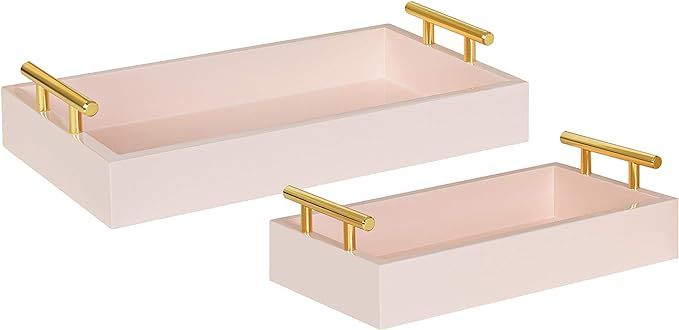 Kate and Laurel Lipton Modern Tray Set, Set of 2, Pink and Gold, Glam Decorative Trays for Storag... | Amazon (US)