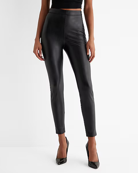 Super High Waisted Faux Leather Leggings | Express