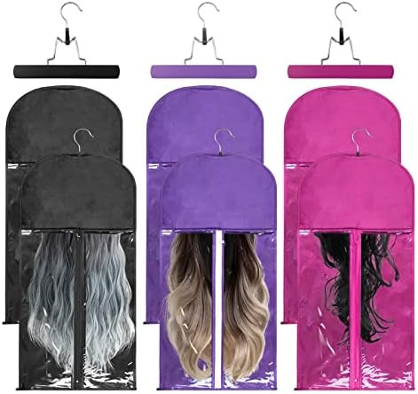 6 Pack Portable Hair Extension Holder, FLMOUTN Dust-proof Wig Storage Bag With Anti-Slip Hair Extens | Amazon (US)
