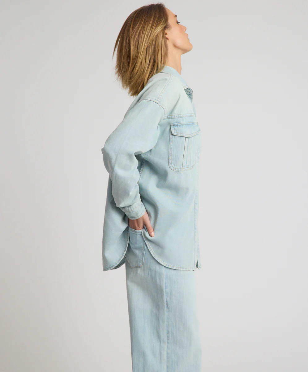 Daydream Oversized Denim Shirt - Sea Mist Blue | One Teaspoon | OneTeaspoon