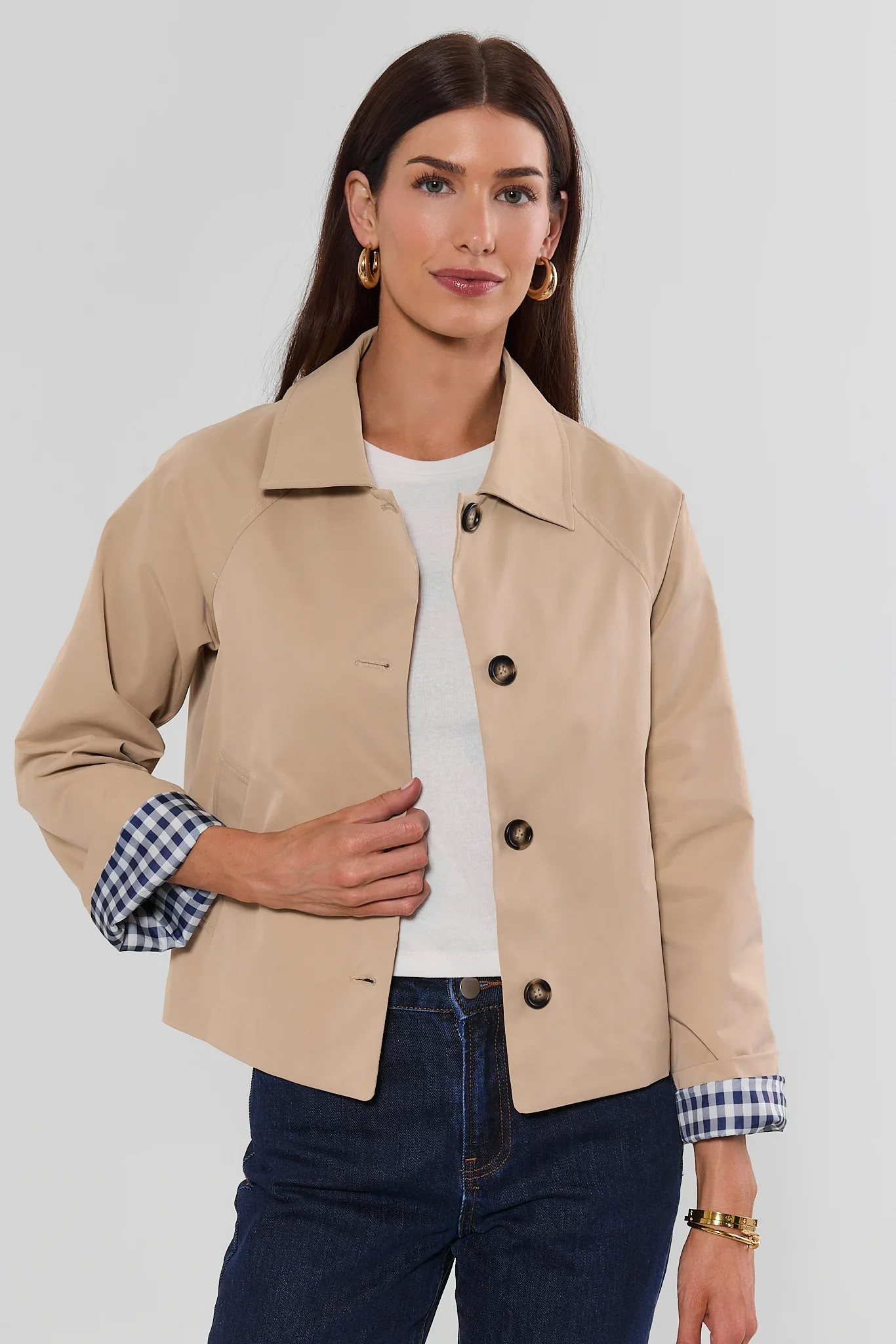 Tan Short Trench Jacket | Avara