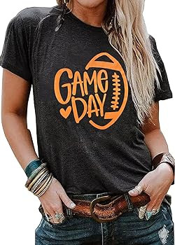 Game Day Football Shirt Women Football Season Tshirt Short Sleeve Sunday Graphic Tee Tops | Amazon (US)