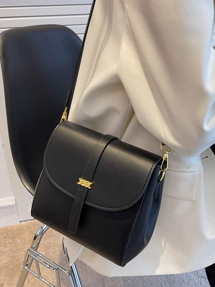 Quadratische Tasche mit Metall Dekor, Klappe | SHEIN