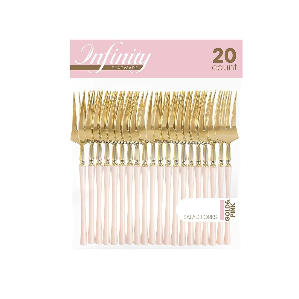 PlasticPro 20 Count Gold and Pink Plastic Salad Forks Premium Quality Heavy Duty Disposable Elega... | Amazon (CA)