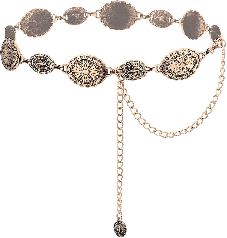 TOPACC Western Metal Concho Belt for Women Cowgirl Chain Belts for Dresses Jeans Country Concert ... | Amazon (US)