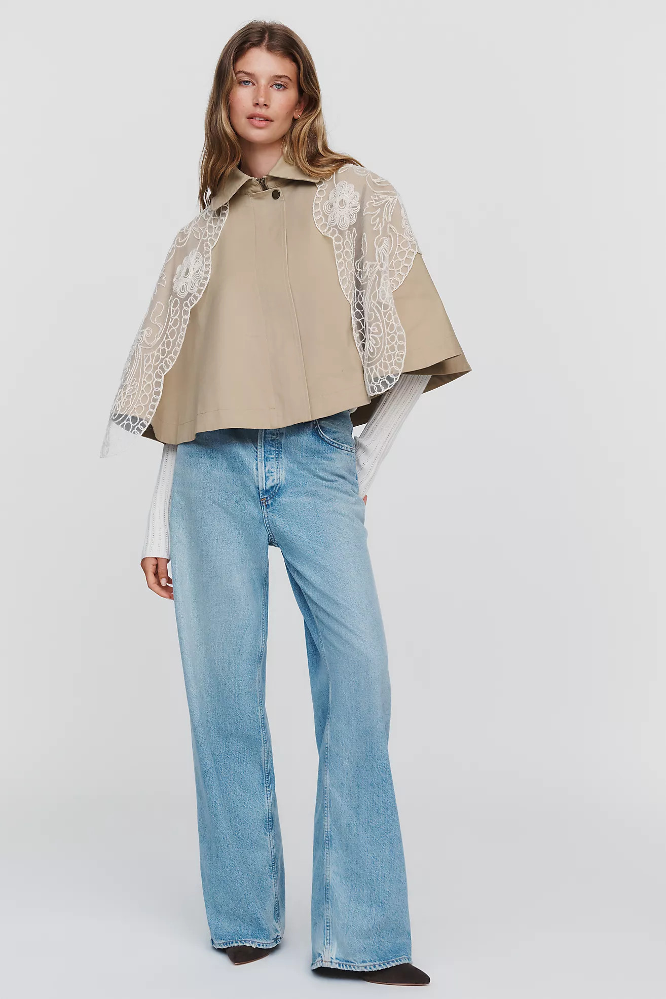 By Anthropologie Trench Cape with Lace Scarf | Anthropologie (US)