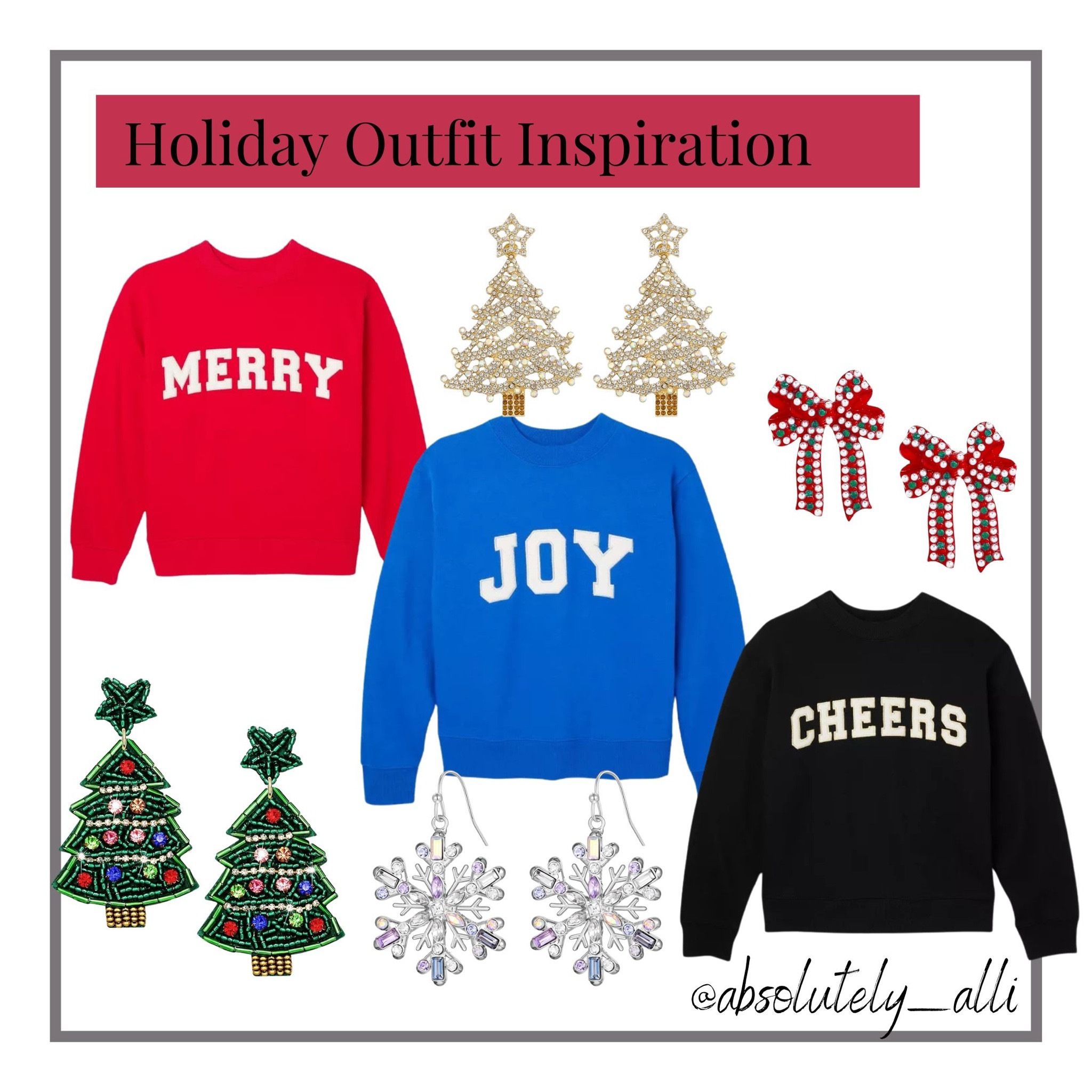 Holiday outfit | holiday earrings | holiday sweatshirt | earrings 

#LTKFindsUnder50 #LTKSeasonal #LTKHoliday