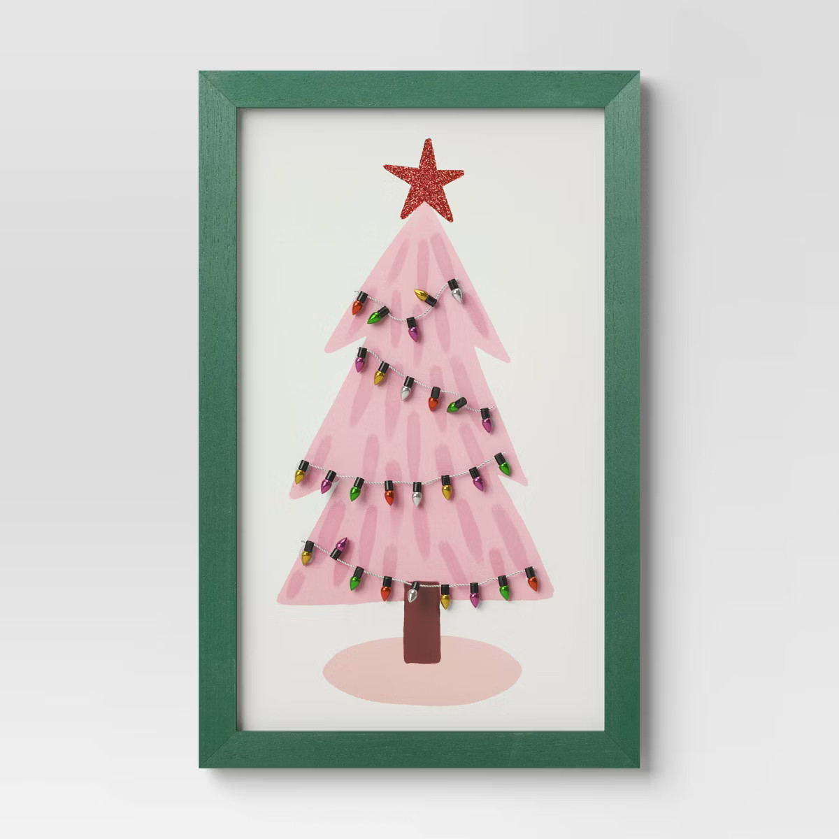 13.38"x8.5" Christmas Tree Wood Wall Art Green/Pink - Wondershop™ | Target