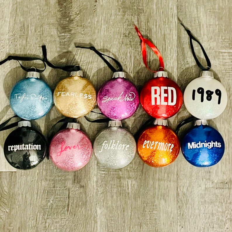 INDIVIDUAL Taylor Swift Album Glitter Disc Ornaments | Album title only OR double sided- Full set... | Etsy (US)
