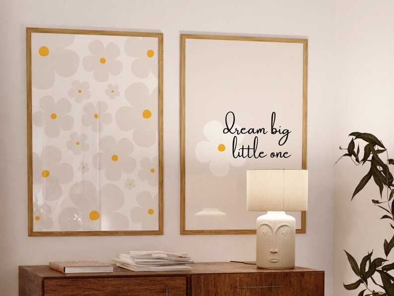 Neutral daisy nursery wall art, Daisy nursery wall art, Neutral nursery prints, Daisy nursery dec... | Etsy (US)