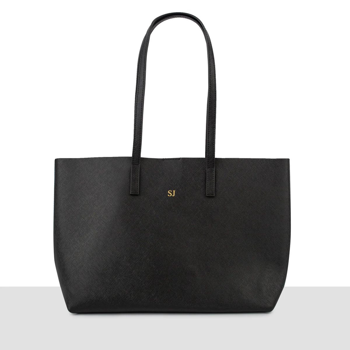 'Stockholm' Black Saffiano Leather Tote Bag | Azurina