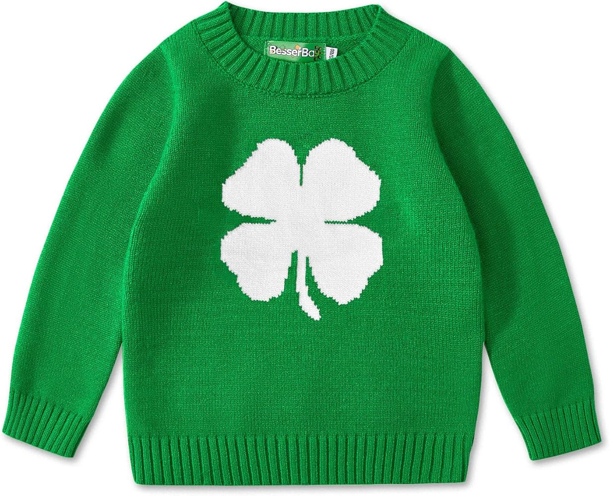 BesserBay Unisex Toddler St.Patrick's Irish Clover Knitted Pullover Sweater 12M-6Y | Amazon (US)