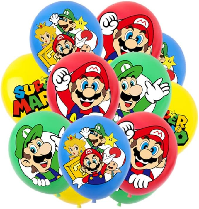 16PCS Mario balloons, Mario birthday party supplies, Mario theme birthday shower party decoration... | Amazon (US)