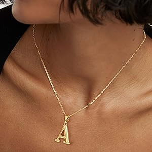 Bubble Letter Necklace 18K Gold Plated Balloon Initial Necklaces for Women, Puffy Alphabet Charm ... | Amazon (US)