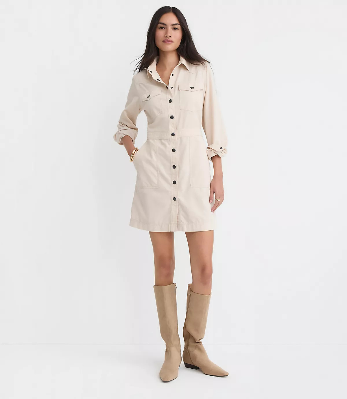 Corduroy Mini Pocket Shirtdress | LOFT
