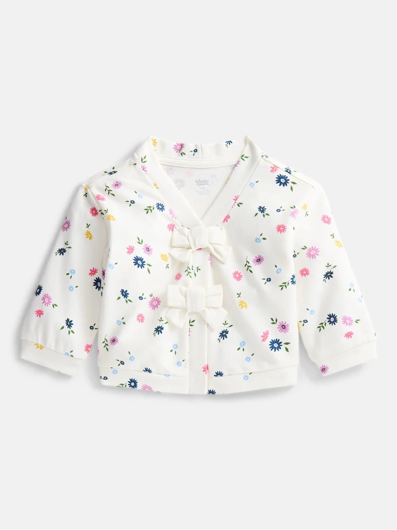 Wonder Nation Baby Girls' Bow Front Cardigan Sweater, Sizes 0M-24M | Walmart (US)