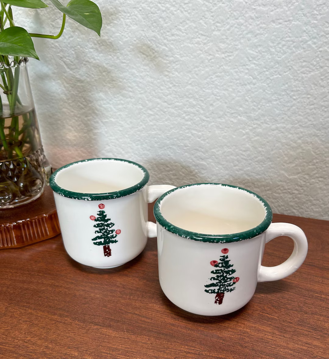 Set of Two Furio Christmas Tree Mugs. Hand Painted. Made in Italy - Etsy | Etsy (US)