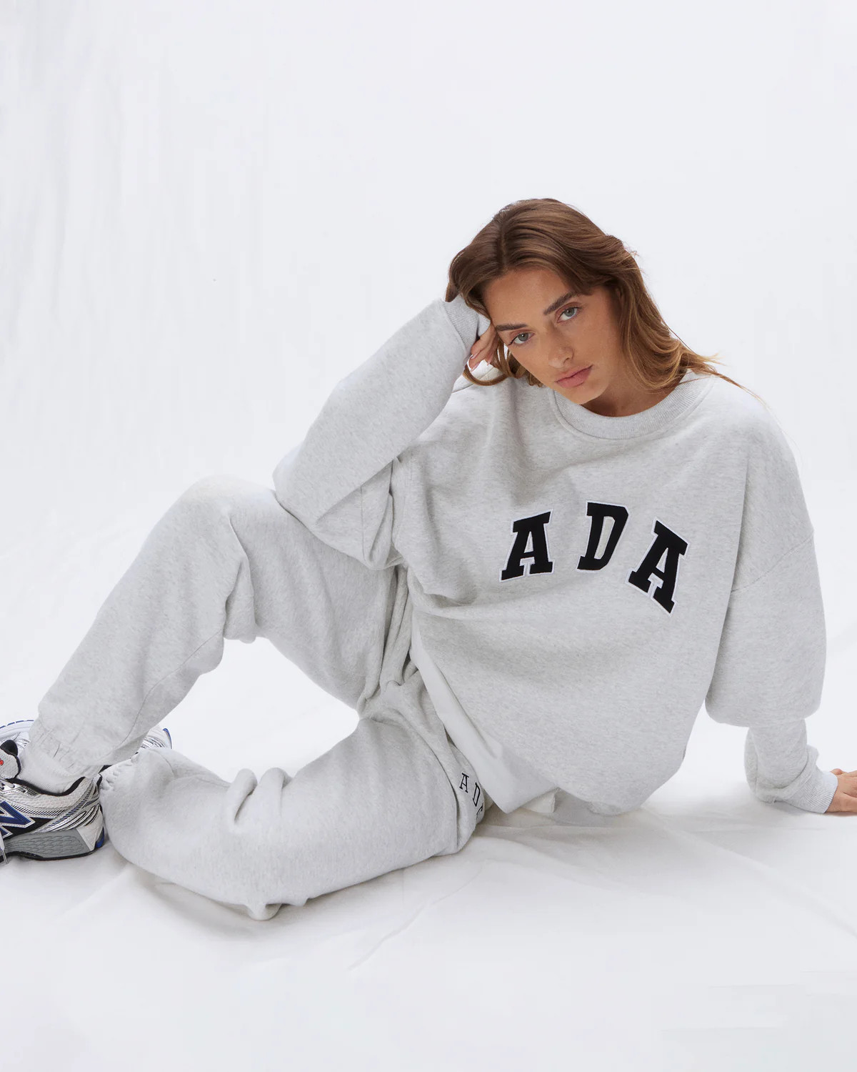 ADA Oversized Sweatshirt - Light Grey Melange | Adanola UK