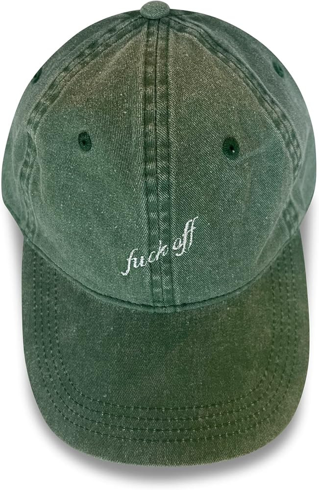 Fuck Off Green Unisex Hat with White Embroidery One Size Fits Most Adults Adjustable Funny Witty | Amazon (US)