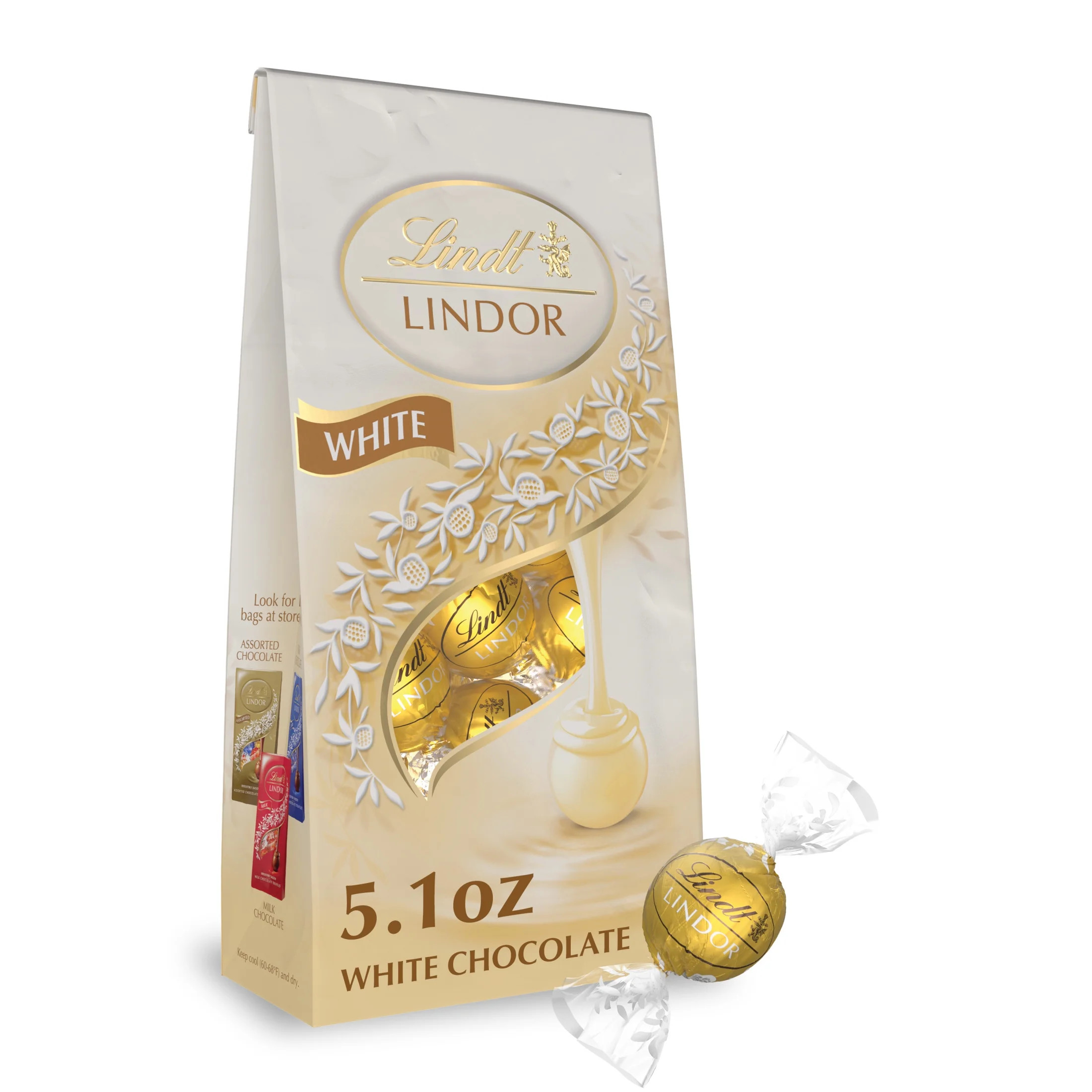 Lindt Lindor White Chocolate Candy Truffles, 5.1 oz. Bag - Walmart.com | Walmart (US)