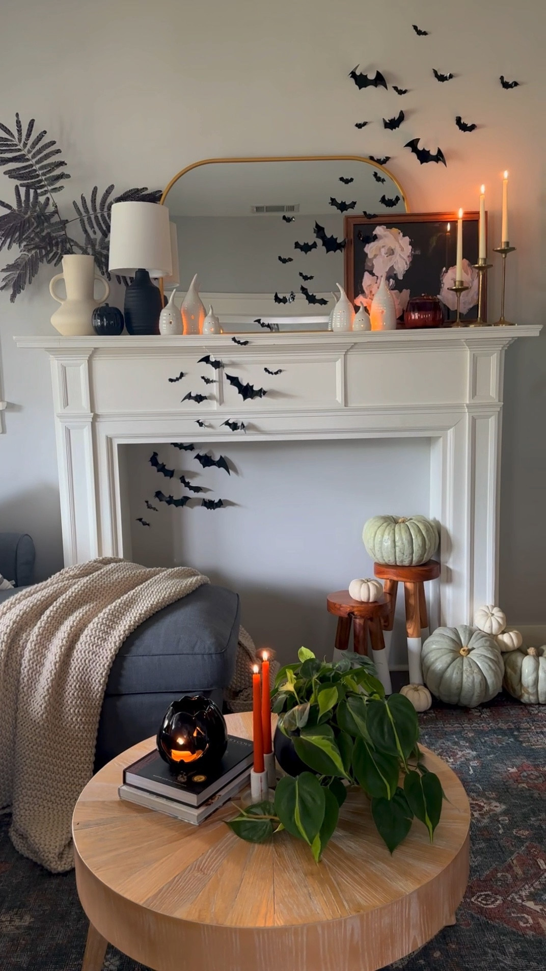The good pumpkins have finally arrived at Sprouts and I decided it was time to transition my fall decor to Halloween. It’s been a couple of years since the bats graced my mantle, so I decided to bring them back. 🦇 It’s giving: little Bruce Wayne stuck in a well overnight. I like it.
🦇


#LTKHalloween #LTKhome #LTKSeasonal