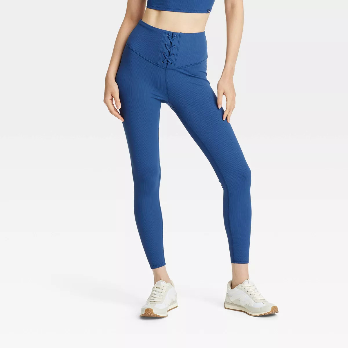 Women's High Rise Lace-Up Detail Ribbed 7/8 Leggings - JoyLab™ | Target