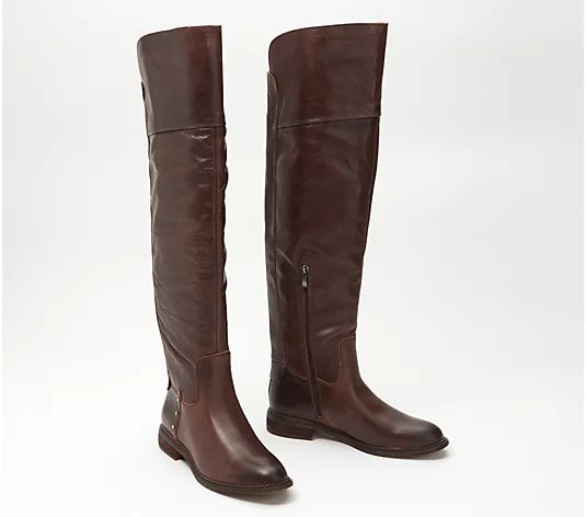 Franco Sarto Leather Over the Knee Medium Calf Boots - Haleen | QVC
