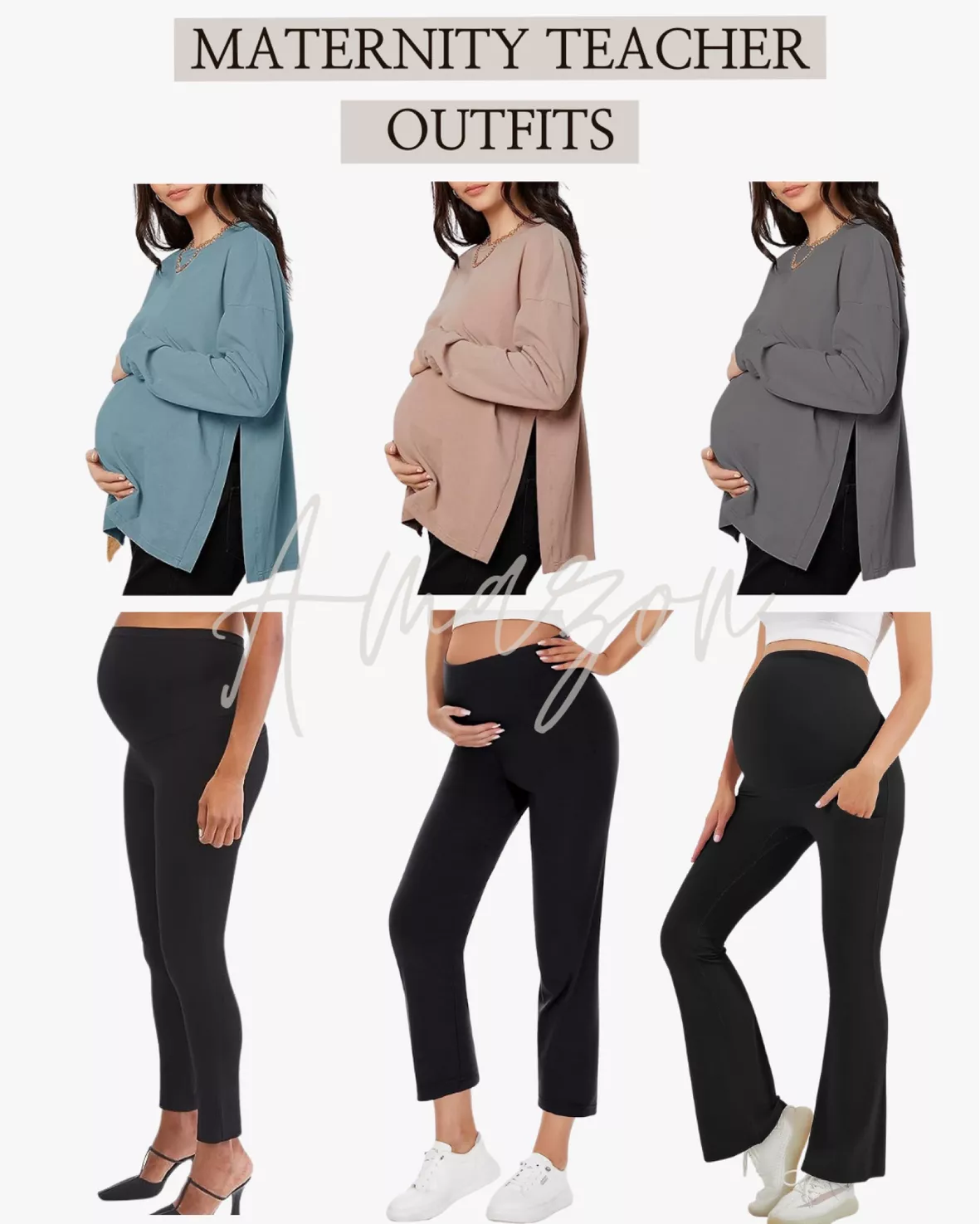  HEGALY Womens Maternity Flare Leggings Over The Belly -  Casual Pregnancy Yoga Pants