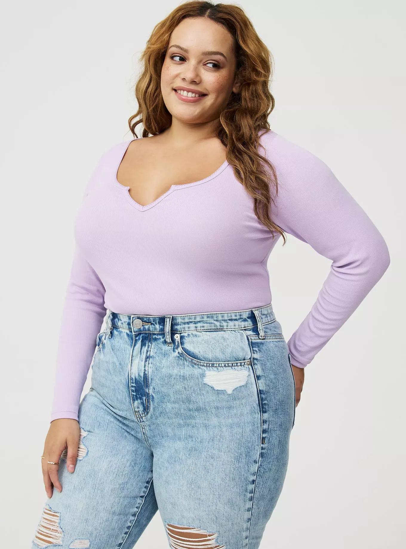Cotton Modal Rib Notch Neck Top | Torrid (US & Canada)