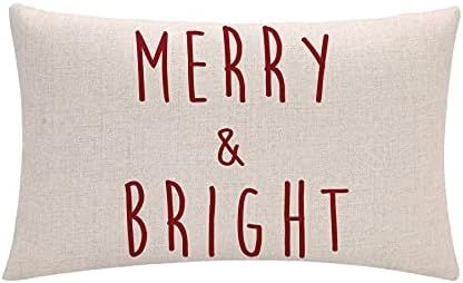 7COLORROOM Christmas Decoration Pillow Covers Black Merry &Bright Rectangular/Waist Cushion Cover... | Amazon (US)