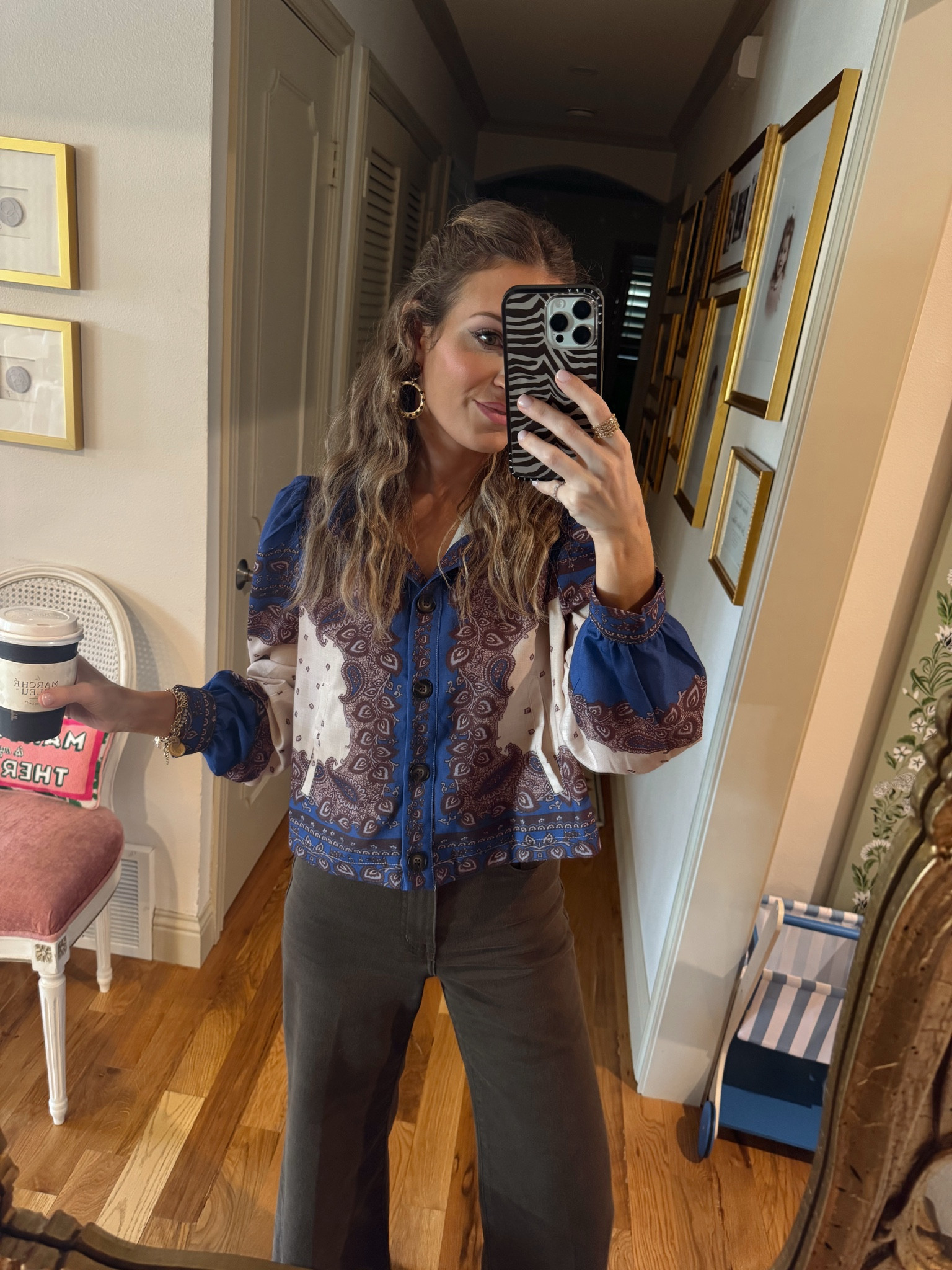 Top is Hale House- great wide-legged jeans for my petites! 