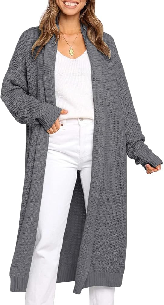 LILLUSORY Women's Oversized Slouchy Knit Chunky Open Front Sweater Coat with Pockets | Amazon (US)