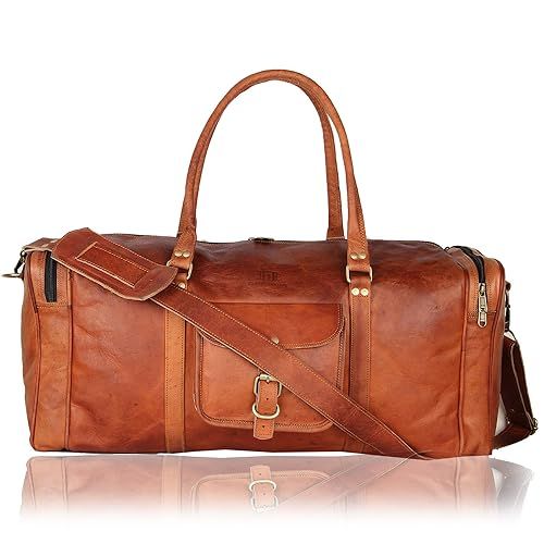 Large Leather Duffel Bag with Padded Laptop Compartment by Leather Native – Overnight Carry-on ... | Amazon (US)