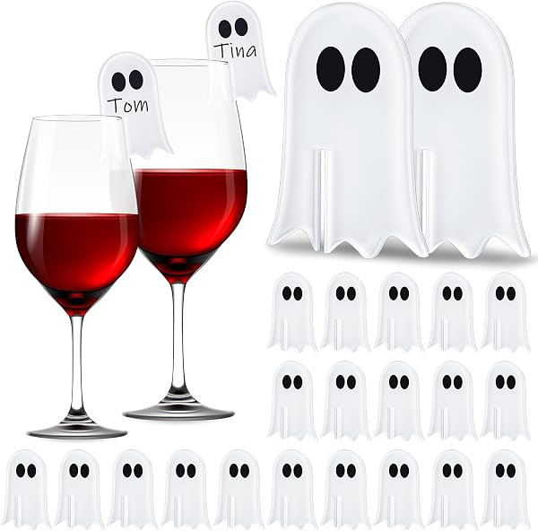 24 Pcs Halloween Wine Charms Drink Markers Decor Ghost Drink Tag Ghost Wine Charm for Rim of Glas... | Amazon (US)