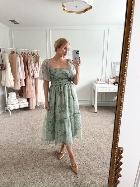 Wedding Guest Dress Idea- this midi dress from Abercrombie is the perfect pick for a spring or summer wedding. I love that there are many patterns and color options to pick from. Pair it with these pear embellished heels from Amazon  
Use the code AMANDAJOHNxSPANX to save on my favorite undergarments 

#LTKwedding #LTKSeasonal #LTKshoecrush