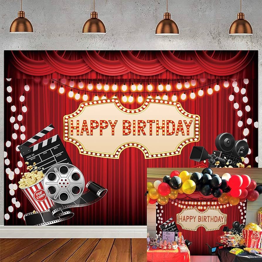 Movie Night Backdrop Red Carpet Movie Theme Birthday Party Background Children Star Movie Theme P... | Amazon (US)