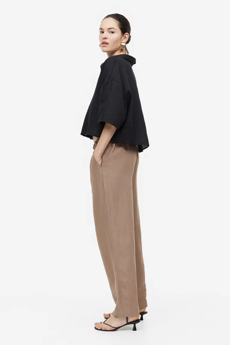 Linen-blend Tapered Pants | H&M (US + CA)