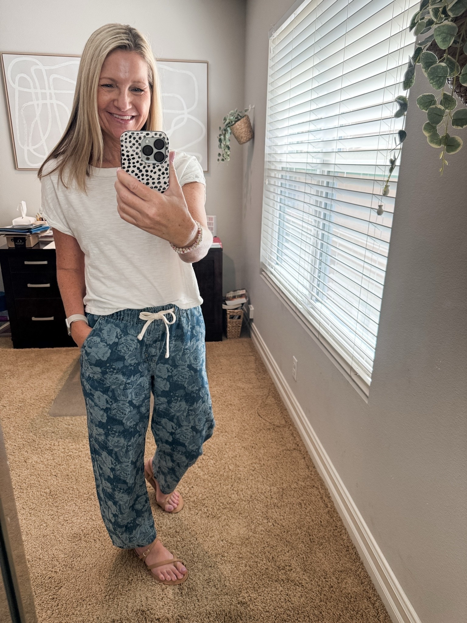 Comfy work from home outfit in these Gap drawstring barrel jeans. This floral print is no longer available but there are other prints and solid options available.

#LTKootd #LTKSeasonal #LTKOver40