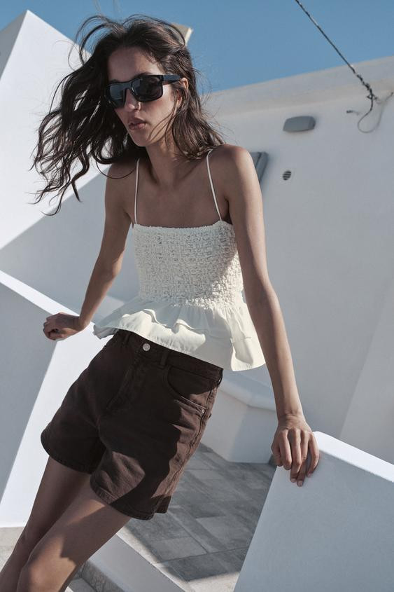 SMOCKED PEPLUM TOP | Zara US