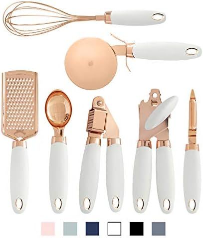 COOK With COLOR 7 Pc Kitchen Gadget Set Copper Coated Stainless Steel Utensils with Soft Touch Wh... | Amazon (US)