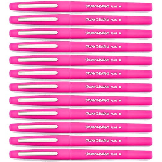 Paper Mate Flair Felt Tip Pens, Medium Point 1.0mm (12-Pack, Pink) | Amazon (US)